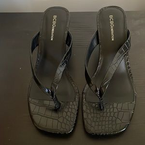BCBGENERATION Black Croc Heeled Sandals